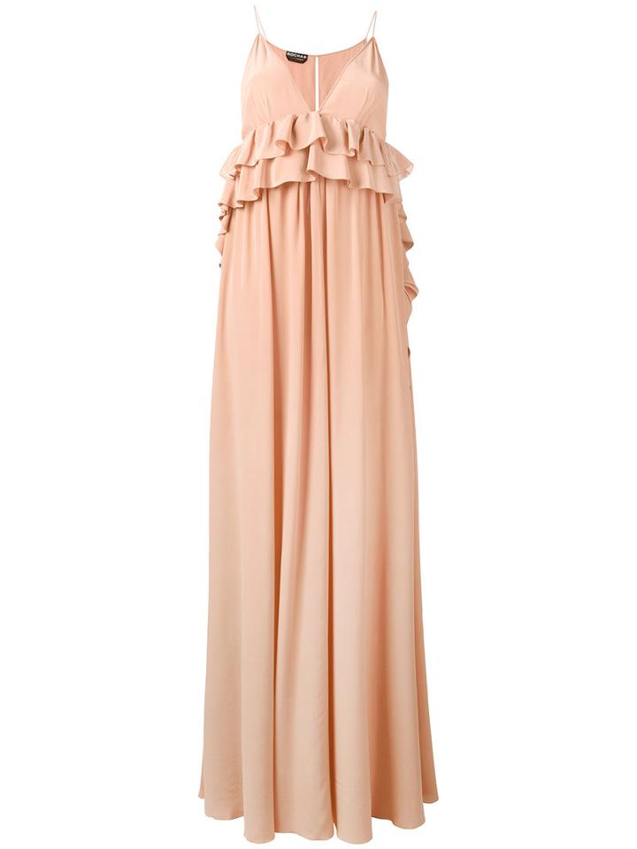 Rochas - Ruffled Gown - Women - Silk - 42, Nude/neutrals, Silk