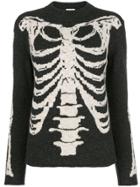 Saint Laurent Jacquard Knit Skeleton Sweater - Black