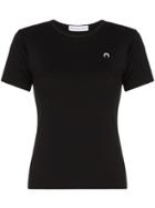 Marine Serre Moon Logo Embroidered T-shirt - Black