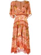 Martha Medeiros Floral Midi Dress - Yellow & Orange