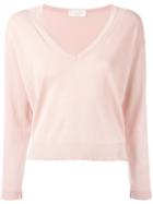 Zanone V-neck Sweater, Women's, Size: 42, Pink/purple, Cotton