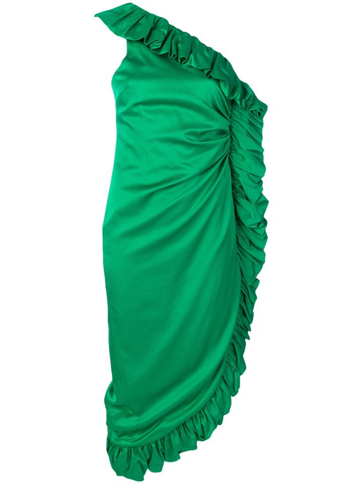 Attico Ruffled Midi Dress - Green