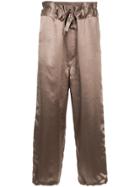 Sasquatchfabrix. Drawstring Satin Trousers - Brown
