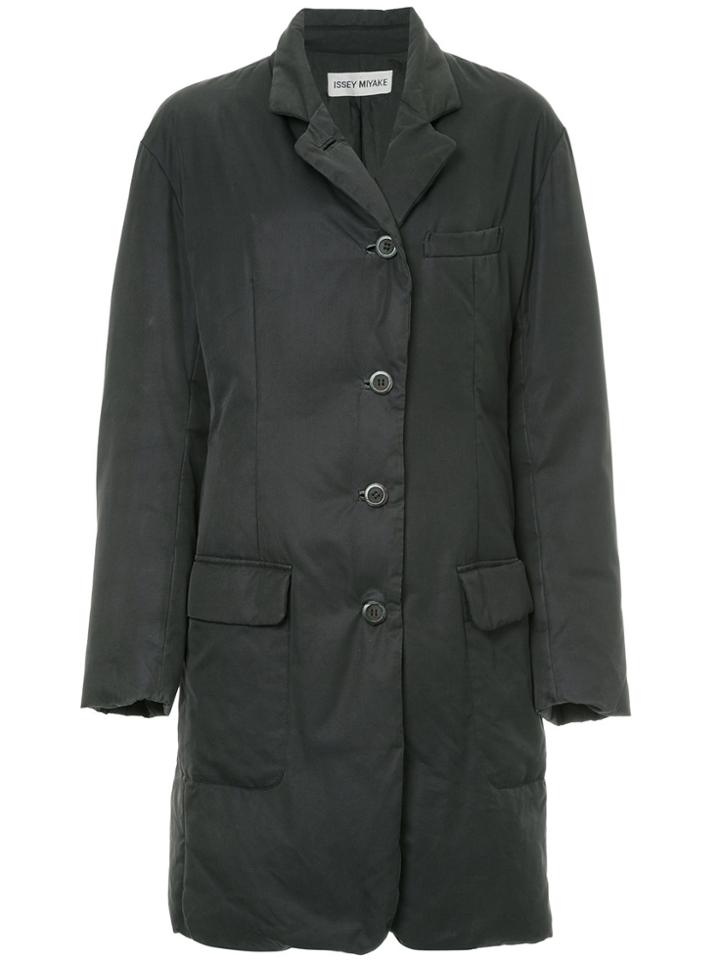 Issey Miyake Vintage Padded Button-down Coat - Black