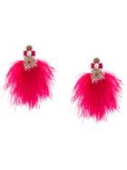 Ranjana Khan Large Feather Drop Earrings - Pink & Purple