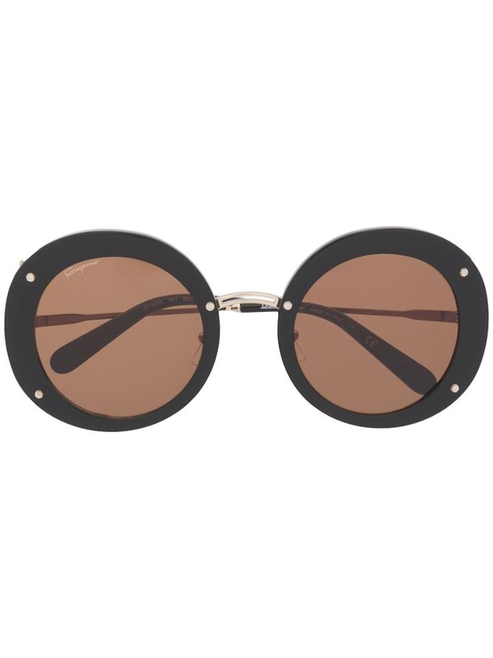 Salvatore Ferragamo Round Frame Sunglasses - Black