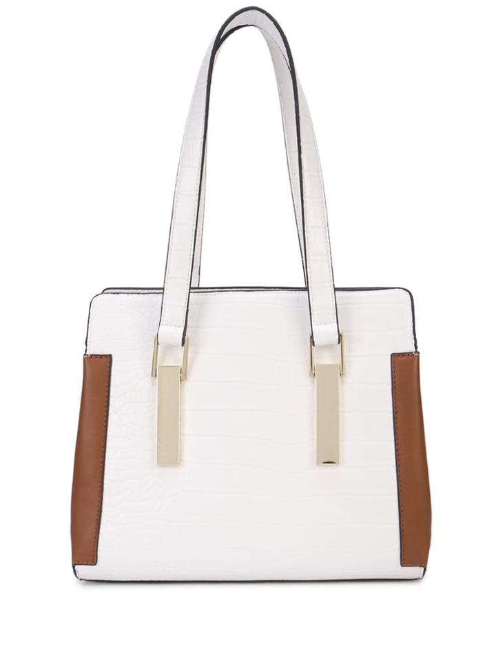 Christian Siriano Crocodile Embossed Tote - White