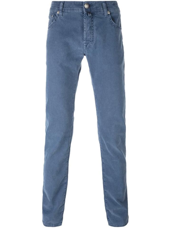 Jacob Cohen Straight Casual Trousers, Men's, Size: 33, Blue, Cotton/spandex/elastane