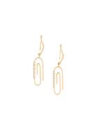 Aurelie Bidermann 18kt Gold Paperclip Diamond Earrings - Metallic