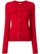 Barrie Round Neck Button Cardigan - Red