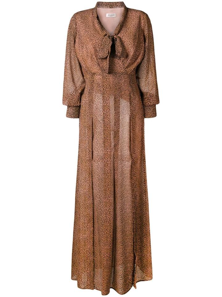Twin-set Leopard Printed Maxi Dress - Brown