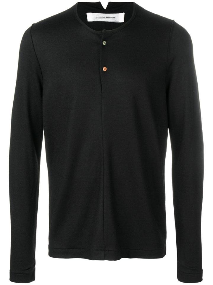 Individual Sentiments Button Placket Jumper - Black