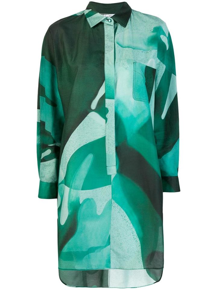 Max Mara Graphic Print Shirt Dress - Green