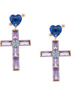 Jiwinaia Crystal Cross Earrings - Blue