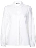 Josie Natori Puff-sleeve Fitted Shirt - White