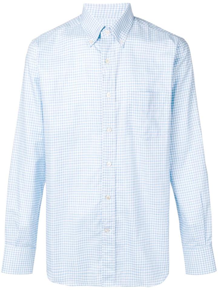 Canali Checked Button Down Shirt - Blue