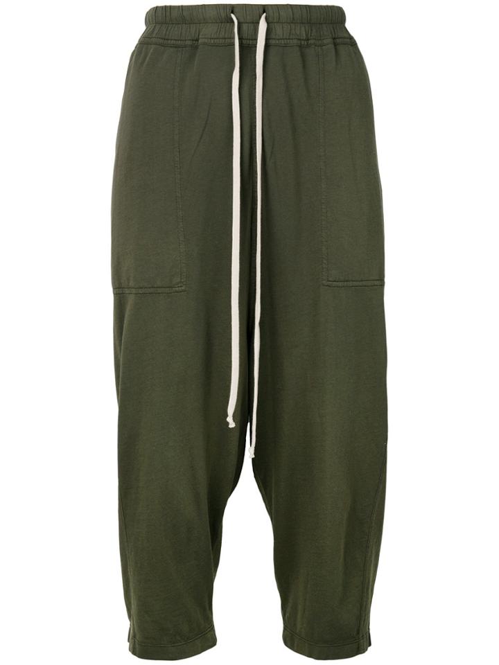 Rick Owens Drkshdw Drop-crotch Cropped Trousers - Green