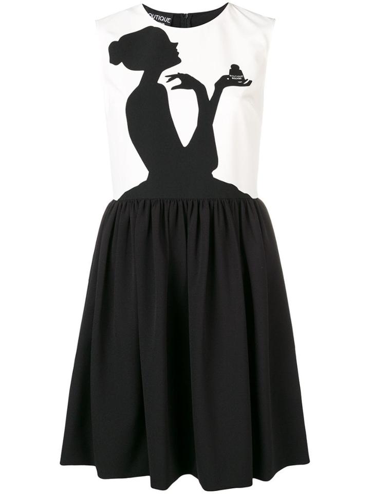 Boutique Moschino Silhouette Skater Dress - Black