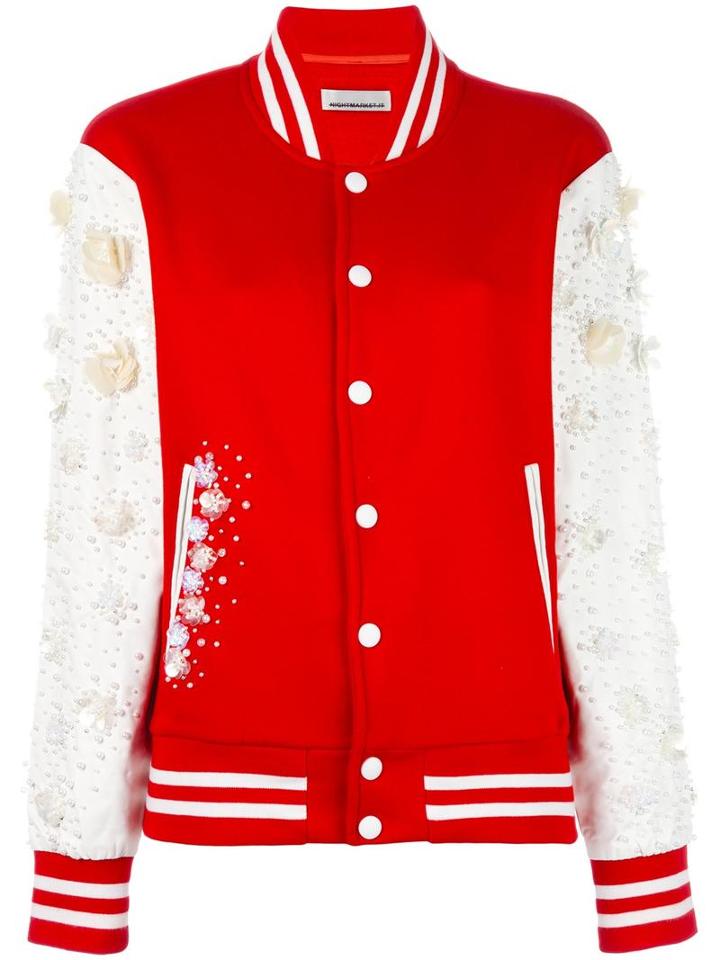Night Market Contrast Bomber Jacket, Women's, Size: Small, Red, Cotton/polyester
