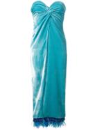 Christian Pellizzari Strapless Feather Trim Dress - Blue