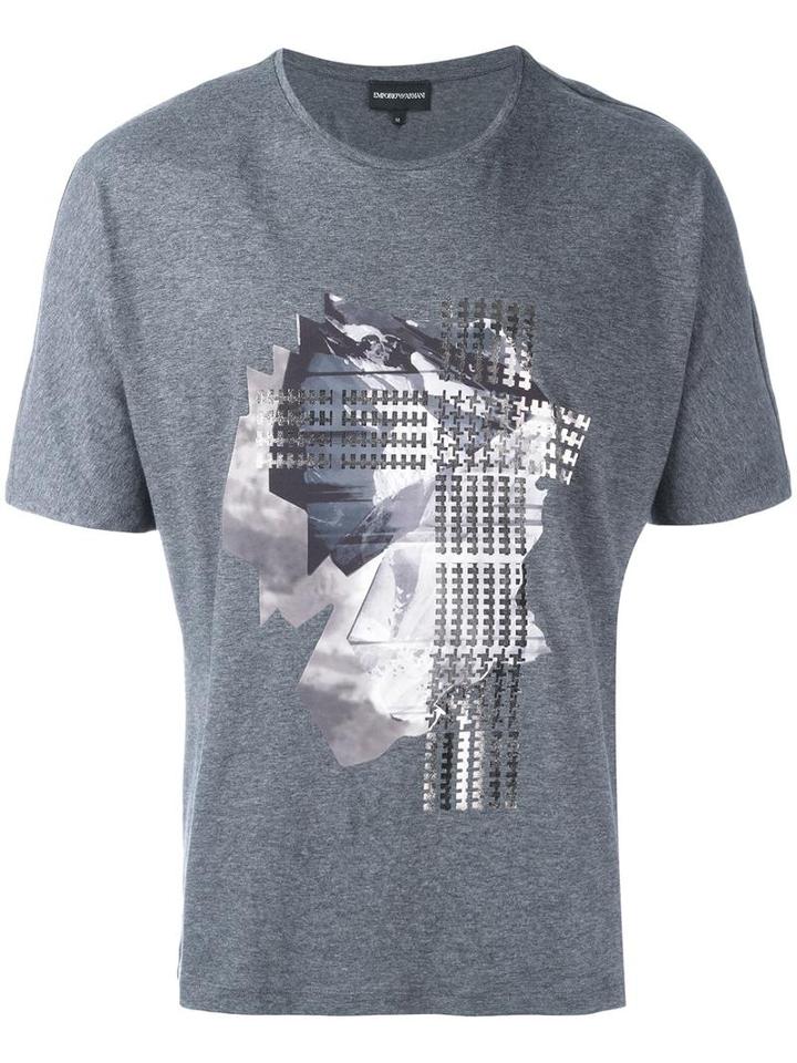 Emporio Armani Printed T-shirt, Men's, Size: Xl, Grey, Cotton