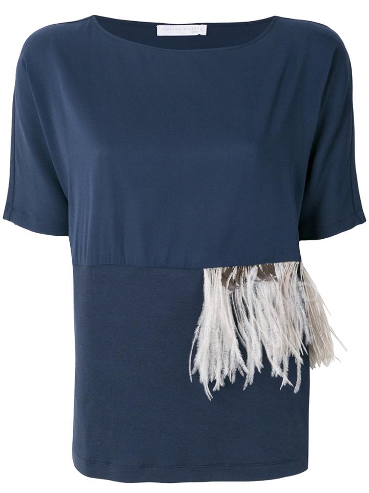 Fabiana Filippi Feather Detail T-shirt - Blue