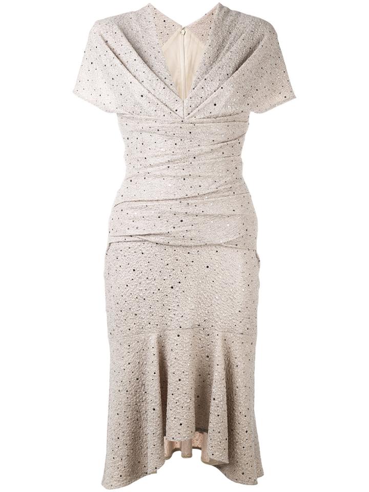 Talbot Runhof Sparkly Flutter Dress - Nude & Neutrals