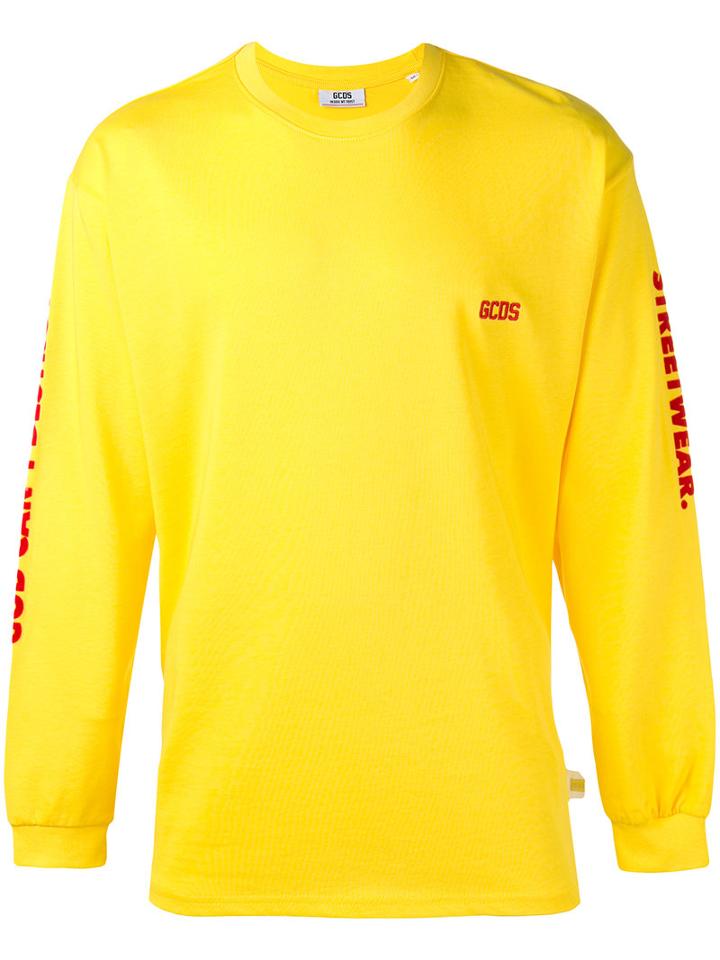 Gcds - Logo Embroidered Sweatshirt - Men - Cotton - L, Yellow/orange, Cotton