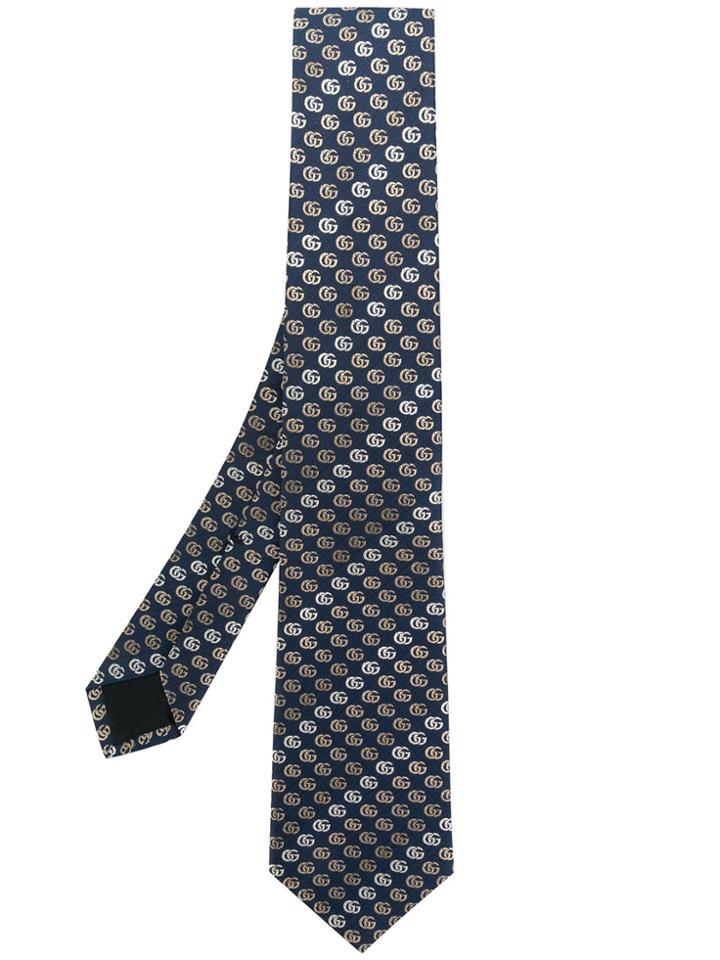 Gucci Logo Print Tie - Blue