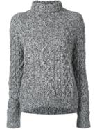 Vince Cable-knit Roll Neck Sweater - Grey