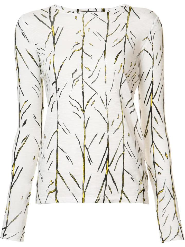 Proenza Schouler Branch Print T-shirt, Women's, Size: Medium, White, Cotton