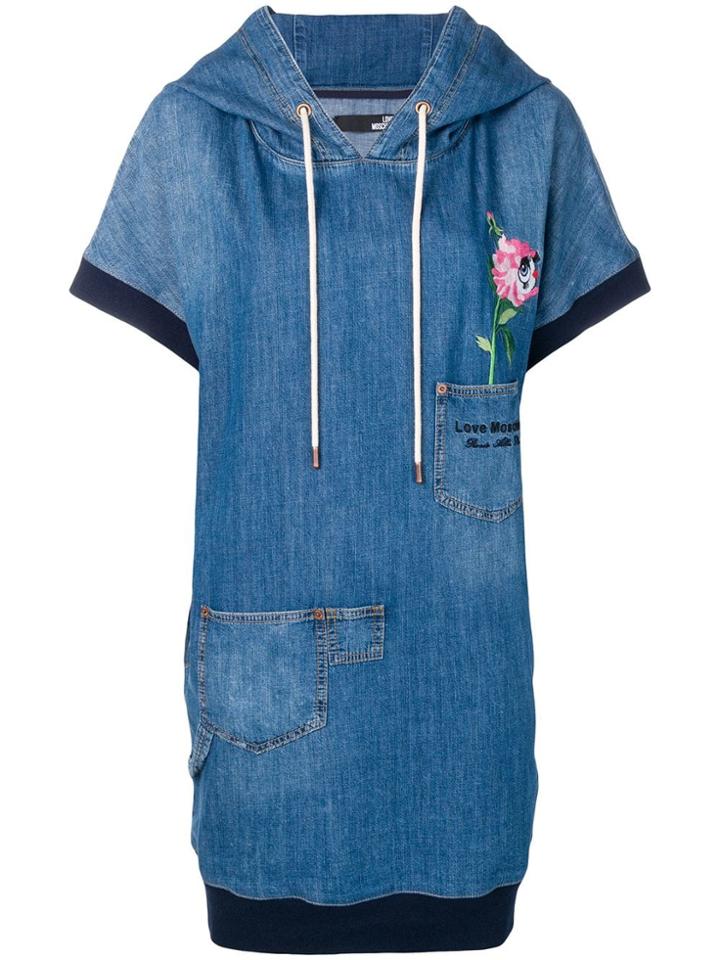 Love Moschino Hooded Flower Print Dress - Blue