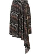 Sophie Theallet Leaf Print Zipped Skirt, Women's, Size: 8, Brown, Silk