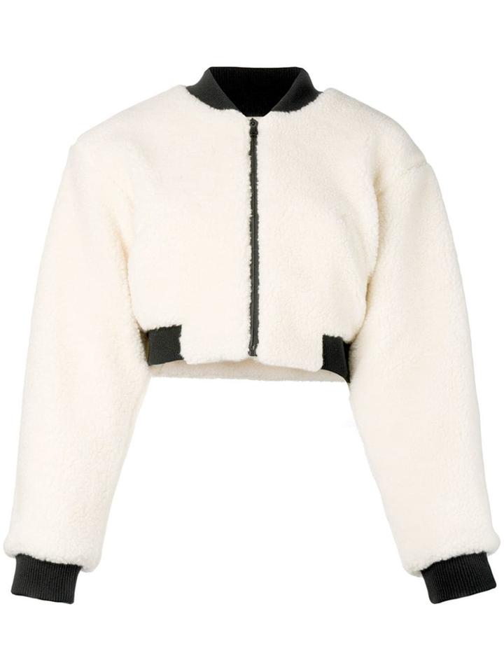 Fiorucci Cropped Bomber Jacket - White