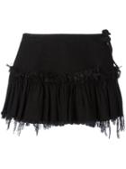 Marques'almeida Frayed Trim Pleat Skirt, Women's, Size: 10, Black, Cotton