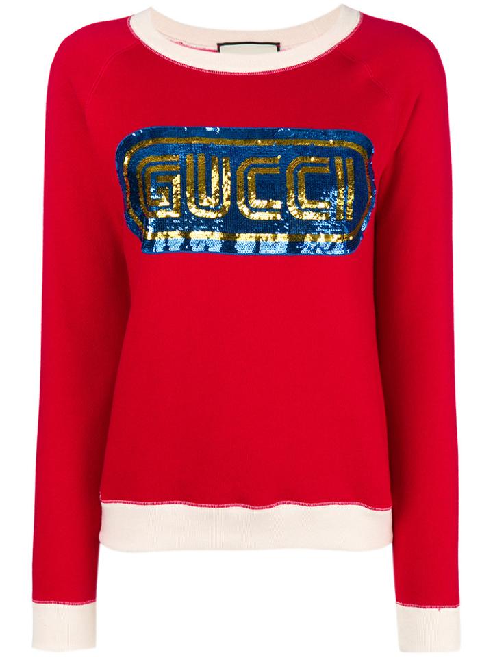 Gucci Sequined Logo Sweatshirt - Red