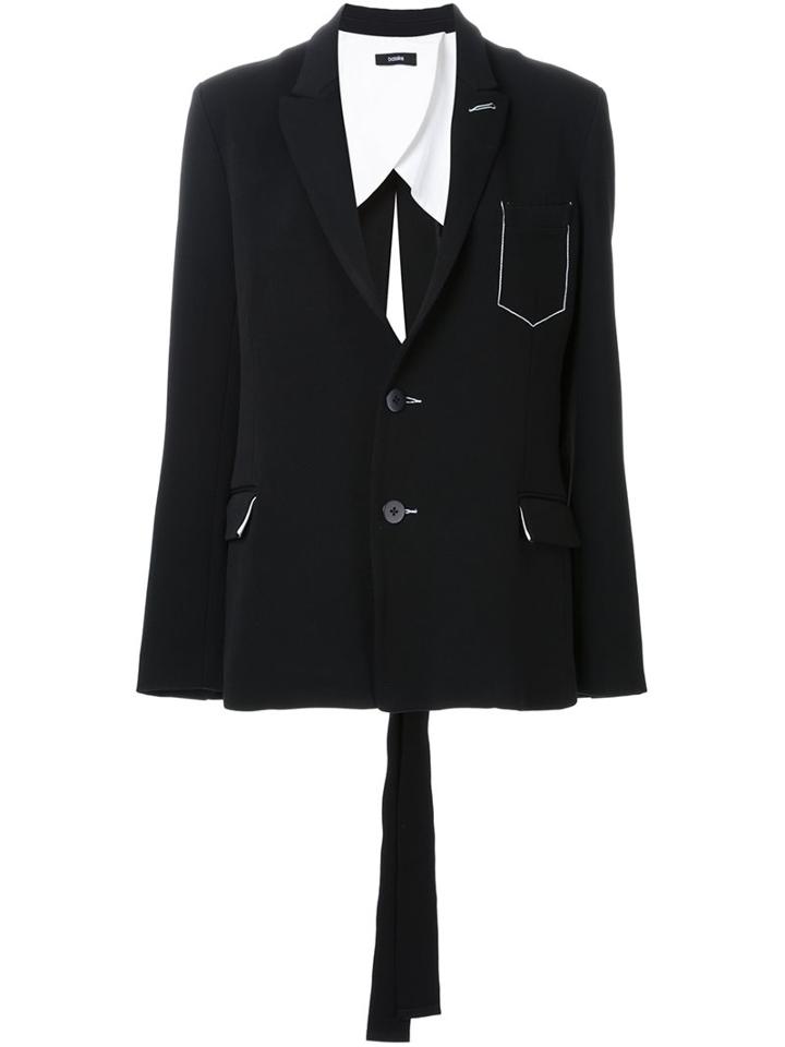 Bassike Tie Back Blazer, Women's, Size: 8, Black, Elastodiene/viscose