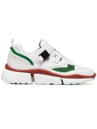 Chloé White And Green Sonnie Leather And Suede Multi Strap Sneakers
