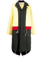 Plan C Panelled Quilted Coat - Yellow
