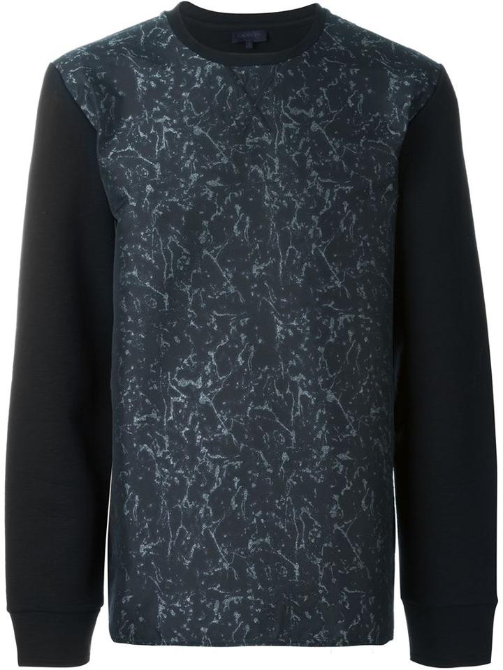 Lanvin Silk Front Sweatshirt, Men's, Size: Large, Black, Silk/cotton/polyamide/polyester