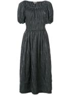 Co Striped Puff Sleeve Dress - Black
