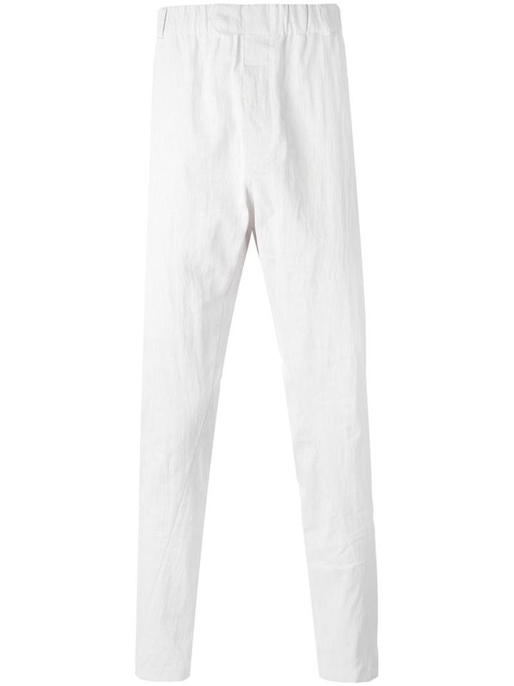 Ann Demeulemeester Grise Elastic Waistband Trousers, Men's, Size: Medium, White, Linen/flax