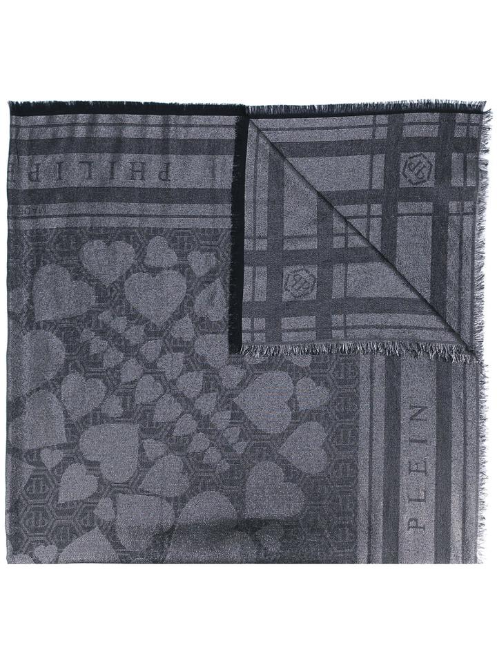 Philipp Plein - Printed Scarf - Women - Cotton/polyamide/polyester/modal - One Size, Black, Cotton/polyamide/polyester/modal