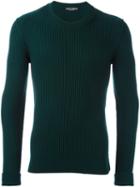 Dolce & Gabbana Ribbed Jumper, Men's, Size: 52, Green, Virgin Wool