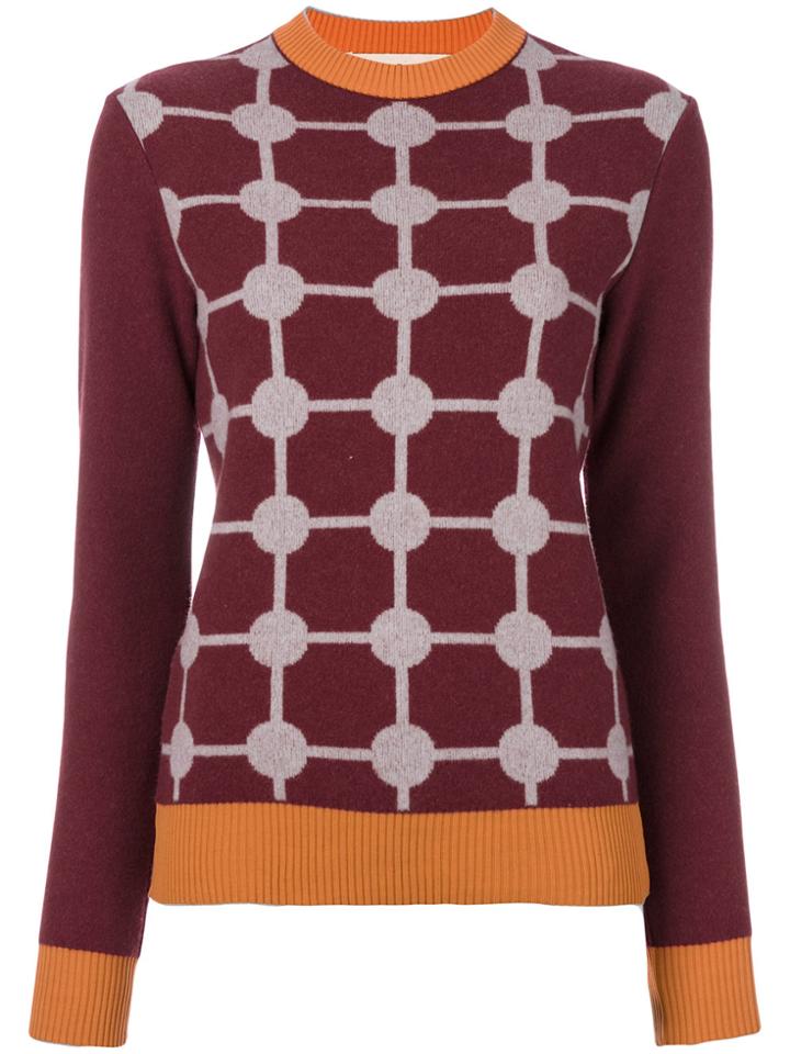 Marni Grid Intarsia Sweater - Pink & Purple