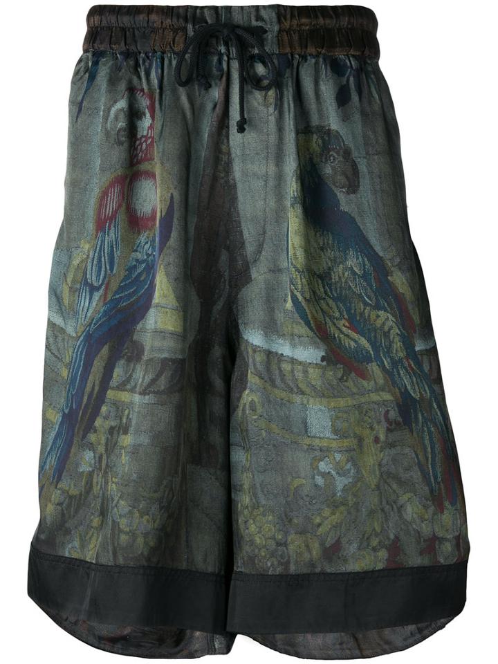 Dries Van Noten Printed Shorts, Men's, Size: Small, Green, Viscose