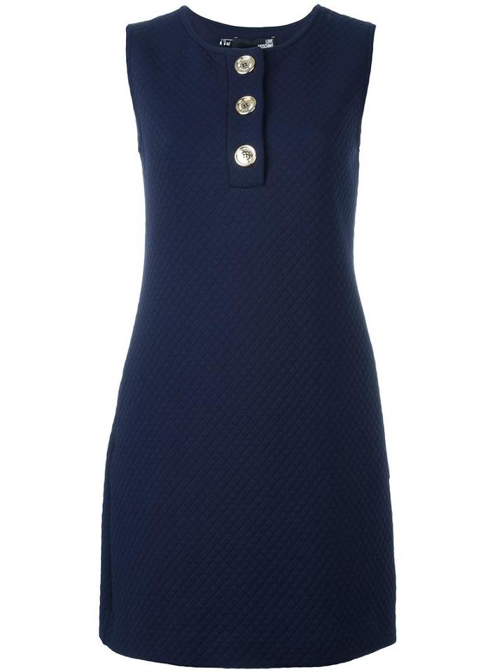 Love Moschino Sleeveless Quilted Dress, Women's, Size: 44, Blue, Polyamide/cotton