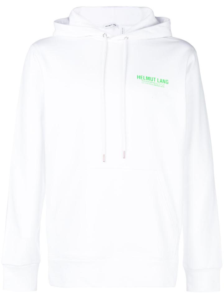 Helmut Lang Logo Stamp Drawstring Hoodie - White