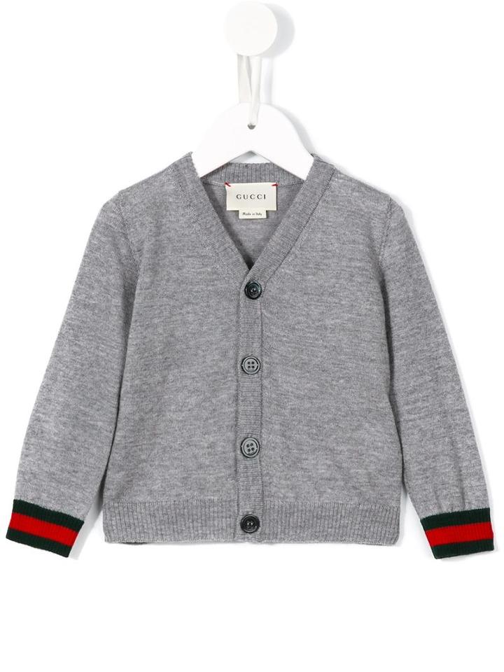 Gucci Kids Web V-neck Cardigan, Boy's, Size: 18-24 Mth, Grey