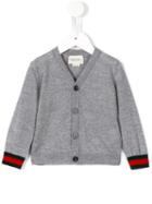 Gucci Kids Web V-neck Cardigan, Boy's, Size: 18-24 Mth, Grey